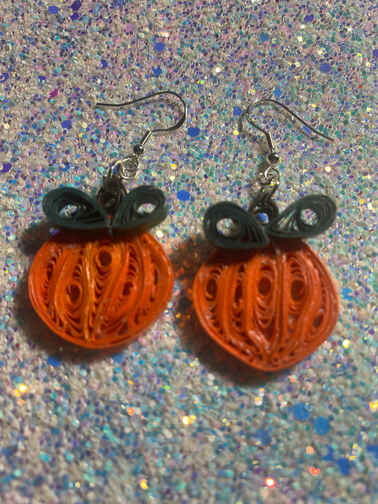 Quilled Pumpkin Dangle Earrings - great for Fall