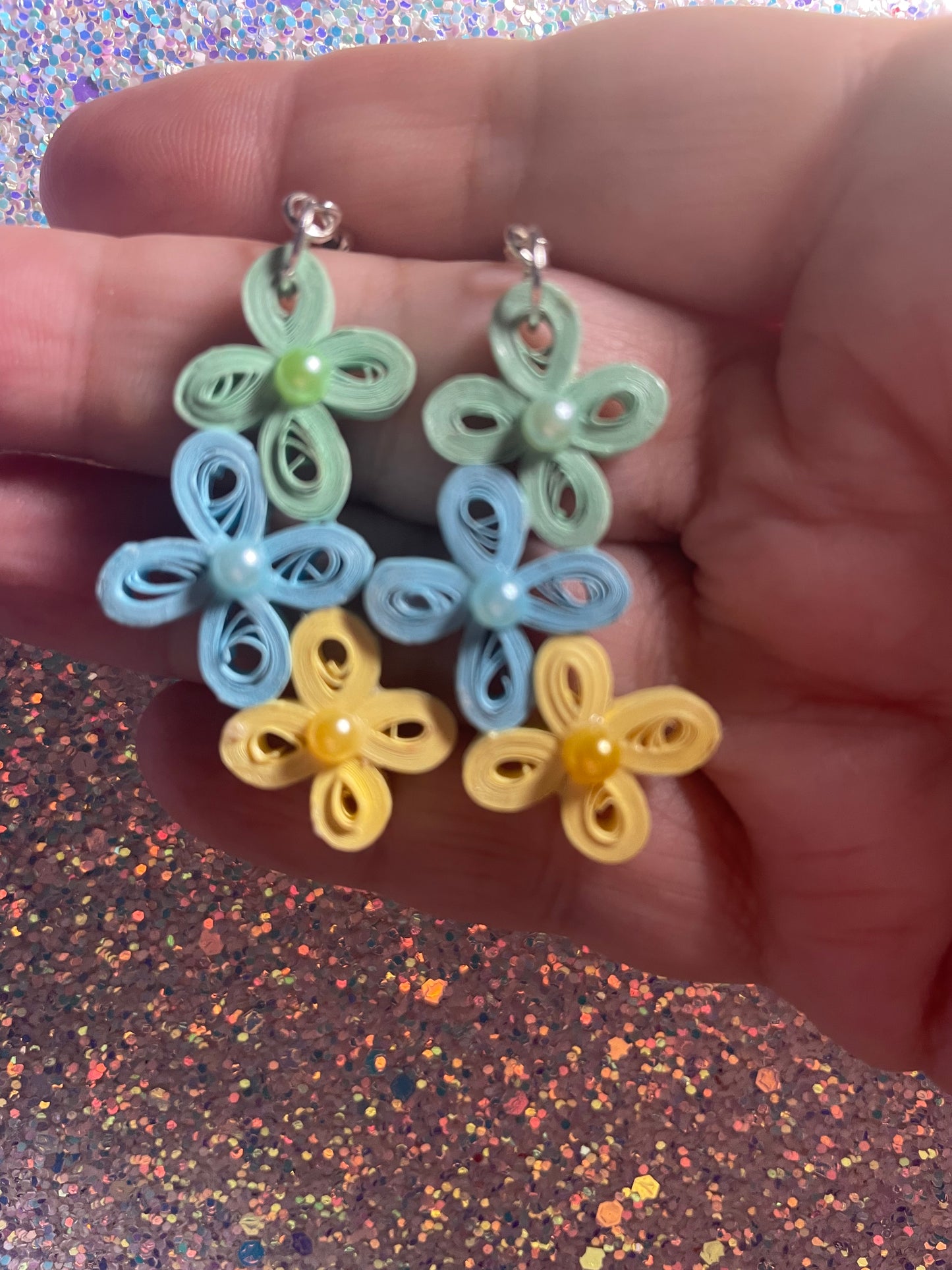 Quilled Dangle Flower Earring -