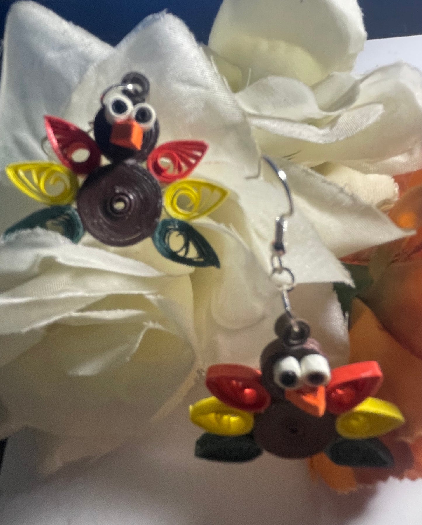 Quilled Thanksgiving Turkey Earrings - great for fall