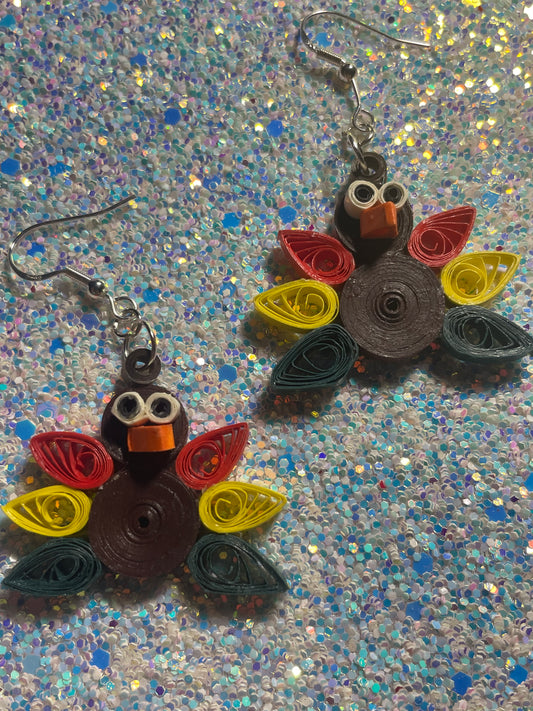 Quilled Thanksgiving Turkey Earrings - great for fall